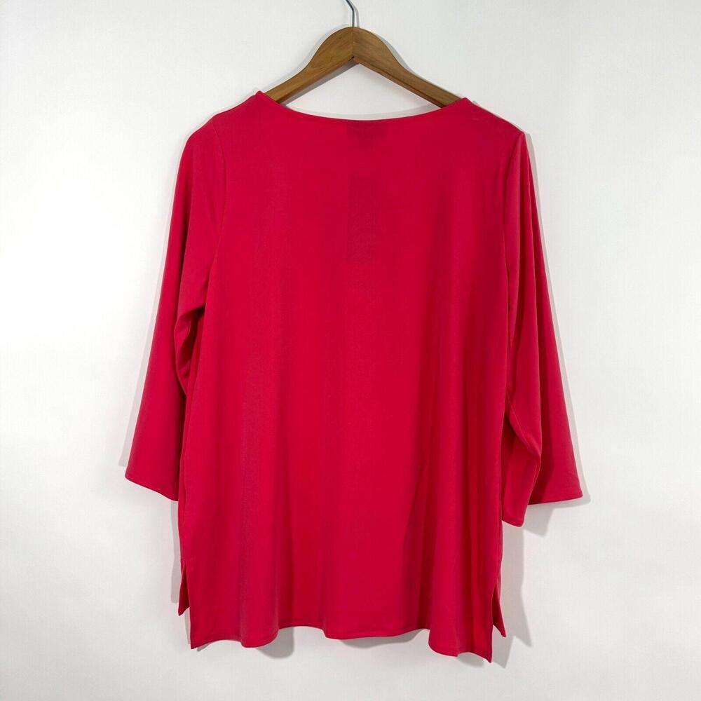 Alfani Women’s Size Medium Solid Pink Square Neck 3/4 Sleeve Stretch Blouse New - Picture 8 of 8